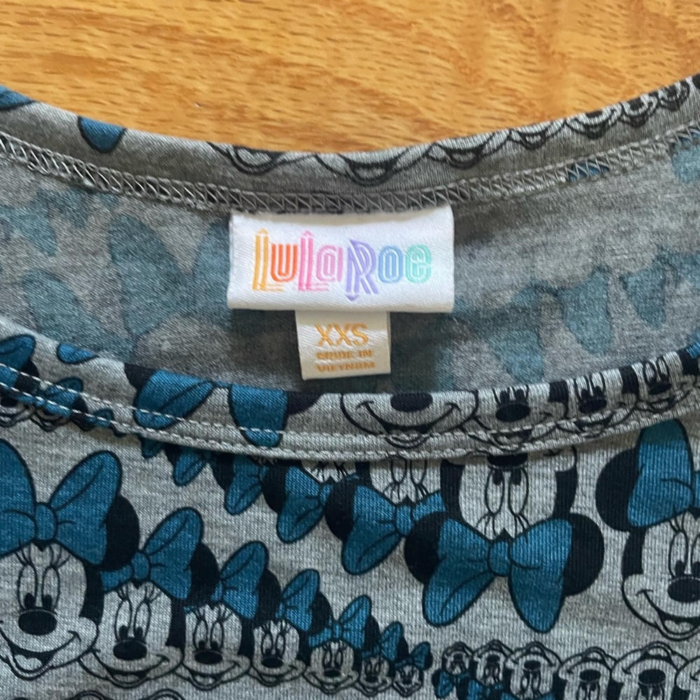 LULAROE MINNIE MOUSE Dress Blue Patterned Short Sleeve Dress - Picture 4 of 4